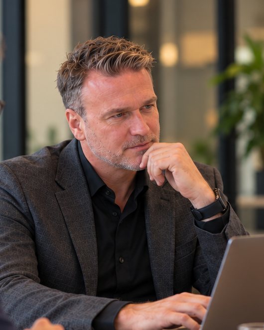 Pedro aan tafel tijdens een gesprek